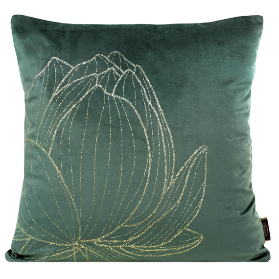 Blink 19 Poszewka dekoracyjna welwetowa kwiat lotosu Eurofirany ciemnomiętowa