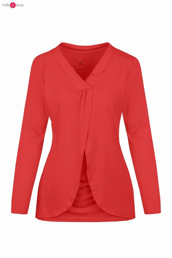 Bluzka ciążowa i do karmienia długi rękaw Buzzy Bee Milk&Love czerwona