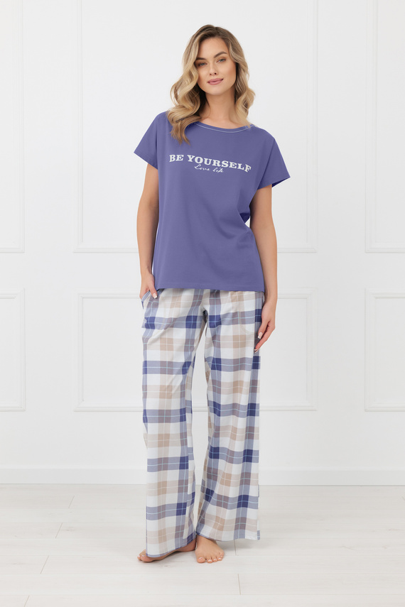 Piżama damska Rima Italian Fashion bawełna długie spodnie-niebieska 