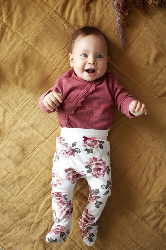 03218B "ROSES" Body baby z długim rękawem Makoma bordowy (w)