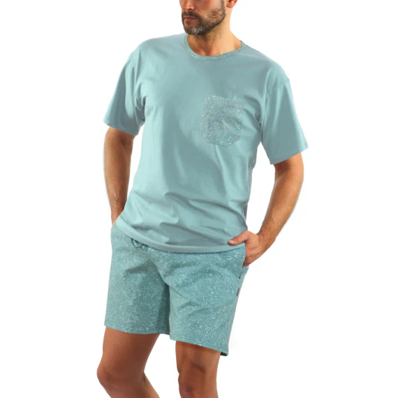 2693/02 Piżama Męska krótki rękaw, spodenki Sesto Senso miętowy