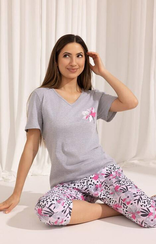 698  Piżama damska Regina -szary