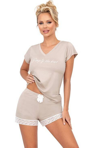Simply 1/2 Piżama damska Donna -jasny beżowy