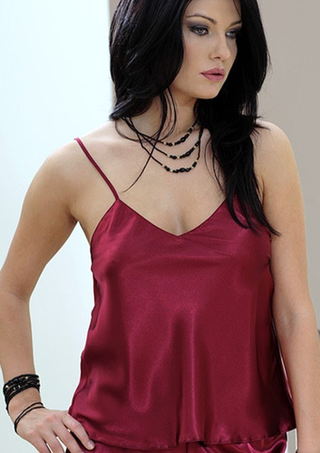 Karen Satynowy top damski DKaren - modrak