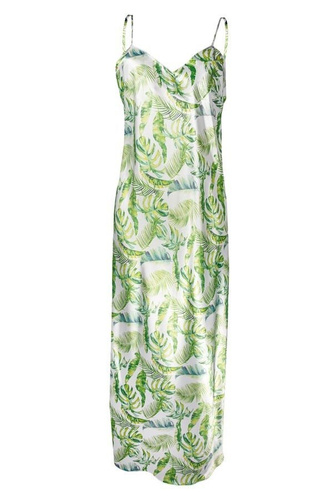 Flowers Halka satynowa długa koszulka damska DKaren - DK-HI 11 biały