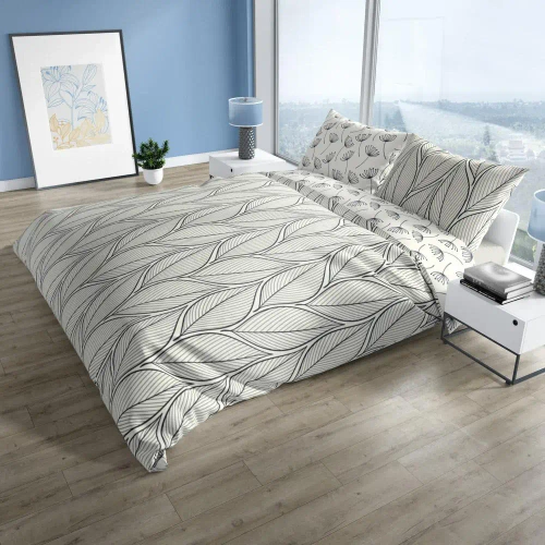 Pure 04 Pościel bawełniana liście dmuchawce Faro beżowy