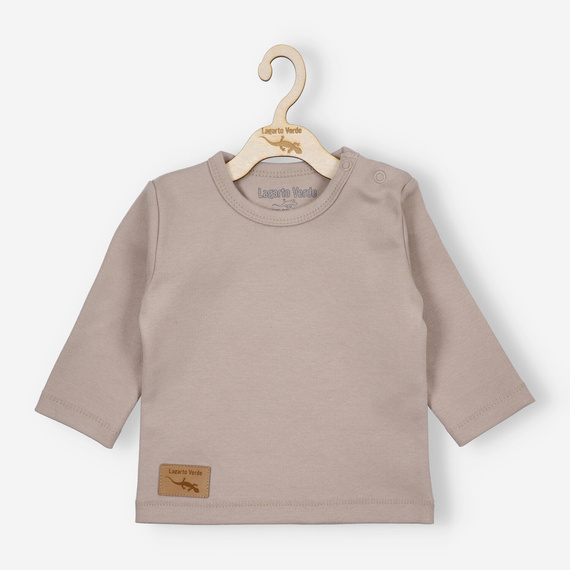 KAR-0014/KAW Bluzka z długim rękawem gładka Lagarto Verde - beżowy
