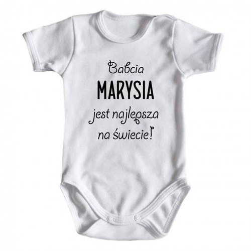 "Babcia najlepsza na świecie z imieniem" Body krótki rękaw Moocha biały