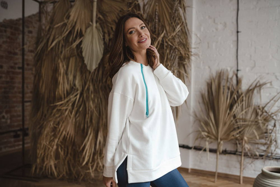 Mother Earth bluza ciążowa i do karmienia Milk&Love śmietankowy - turkusowy