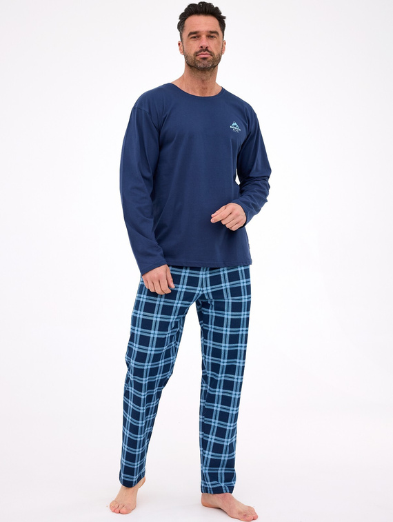 124/314 North Piżama męska Cornette granatowa– bawełniana, długi rękaw