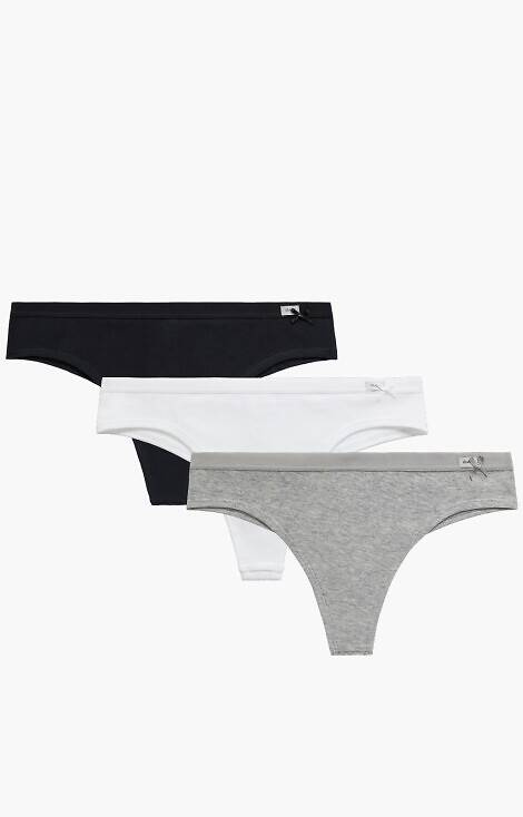 3CLP-005 brazyliany Figi damskie Atlantic - czarny-biały-szary