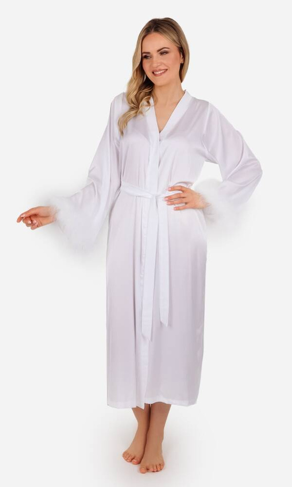 Sana Szlafrok damski długi ByShelly - biały