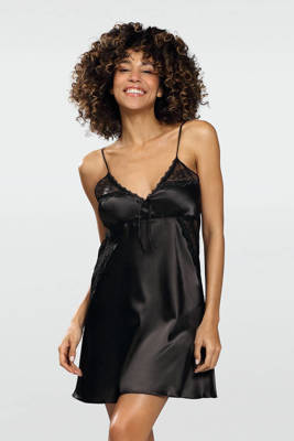 Hana 2 Halka satynowa koszulka damska DKaren - czarny