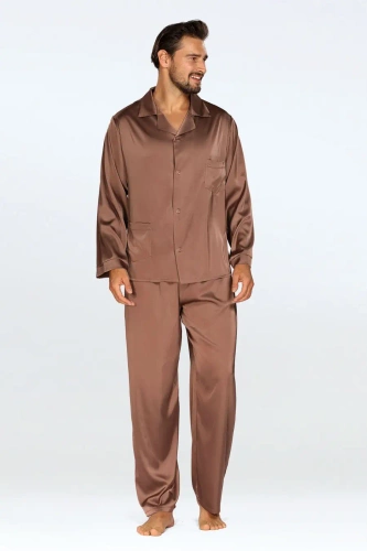 Lukas Piżama Męska Satyna - jasny brąz