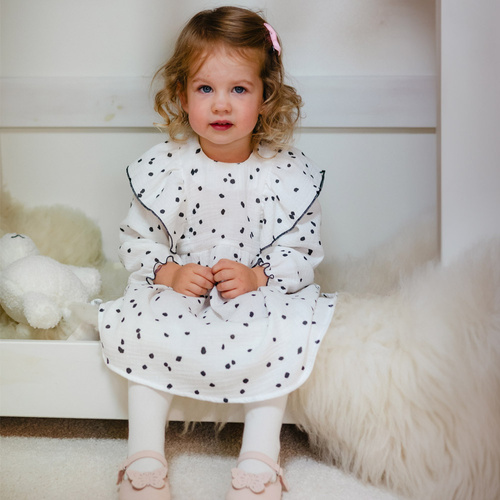 Dogs & Spots Sukienka muślinowa Eevi - biała