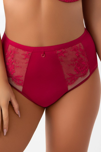Gorsenia F024 Desire Figi Damskie Czerwone z Koronką i Mikrofibrą
