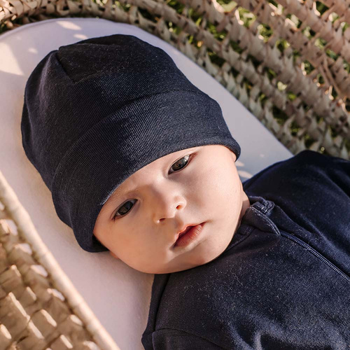 Merino Czapka Merino Eevi – granatowa, 100% wełna merynosów, oddychająca i ciepła