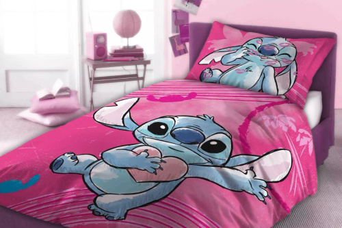 Pościel Lilo i Stitch Faro 100% bawełna miękka pościel dziecięca różowa 