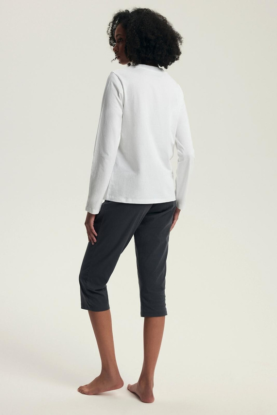 Piżama damska Henderson Danna 43686 kremowa – bawełna, długi rękaw, wygodny krój