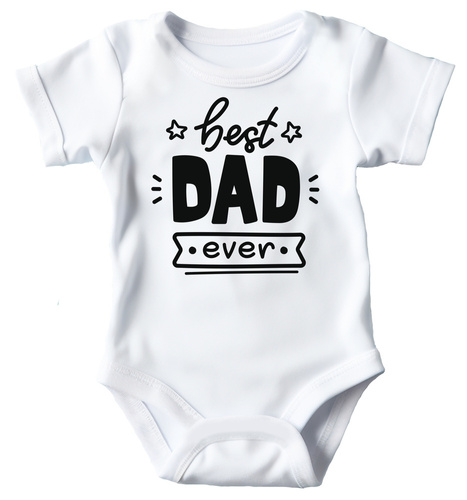 SKU A035 "Best dad ever" Body krótki rękaw Moocha biały