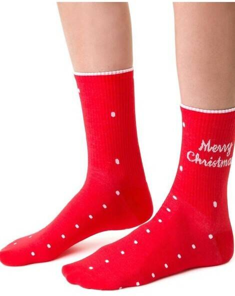 ART.136 Skarpety świąteczne damskie Steven - 114 czerwone