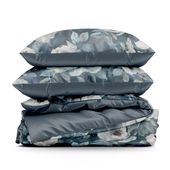 Pościel kwiatowa Kira Design 91 dwustronna miękka z zamkiem elegancka granatowa