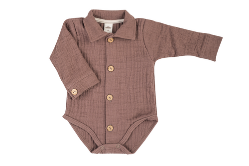 03252KC "Bamboo Muslin Choco" Koszulobody długi rękaw muślinowe Makoma 