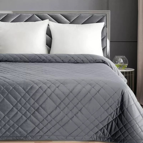 Ria 6 Narzuta welurowa   dekoracyjna na łóżko Eurofirany stalowy