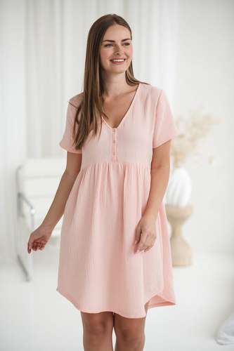 Aurora muślinowa koszula nocna ciążowa i do karmienia Milk&Love łososiowy