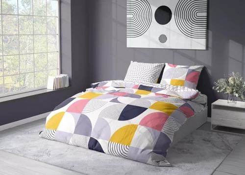 Milargo Verde 008 Pościel satynowa geometria Faro szary