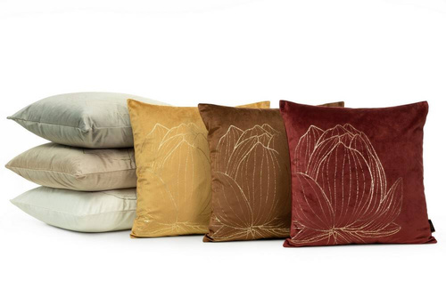 Blink 19 Poszewka dekoracyjna welwetowa kwiat lotosu Eurofirany ceglana