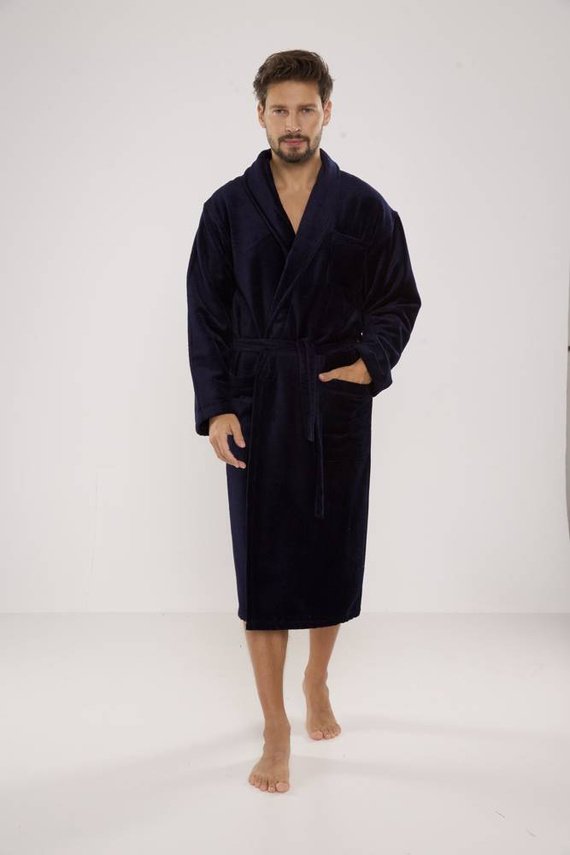 803 / 819 Twin Frotte szlafrok męski Forex - cały granatowy (dark blue)