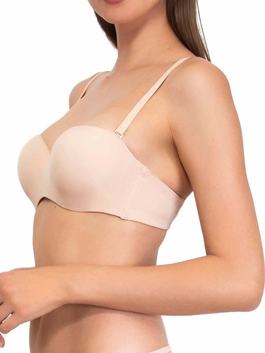 1580 Biustonosz push-up Fantastic – bandeau, mikrofibra Sielei beżowy 
