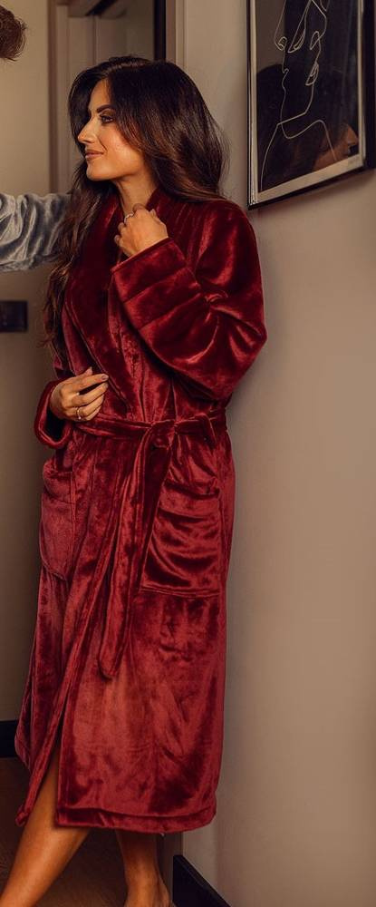 Elen Szlafrok damski polarowy ByShelly - bordowy