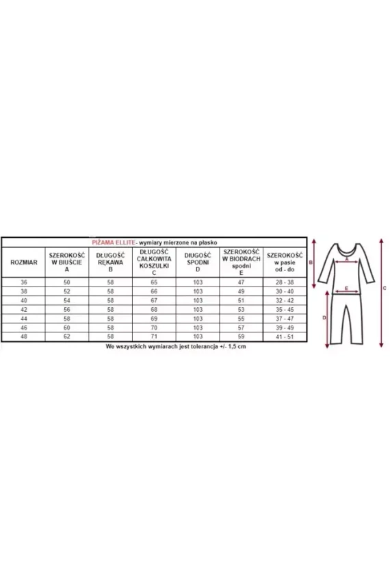 86562 Elitte Piżama damska rozpinana Mewa ciemny różowy