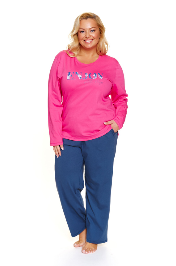 7328 Piżama damska Doctor Nap Peony – bawełniana, plus size, długi rękaw