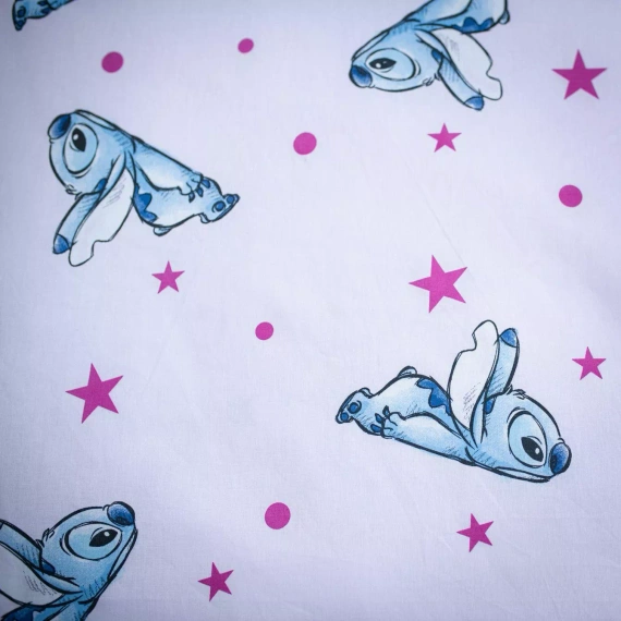 Pościel Lilo i Stitch JF24 140x200 różowa gwiazdy 100% bawełna