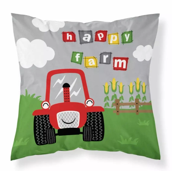 4278 A Mayamoo 20 Poszewka bawełniana Farma traktor Detexpol szary