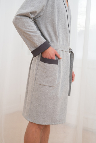 Gabriel Szlafrok męski z kieszeniami Italian Fashion- melanż/grafit