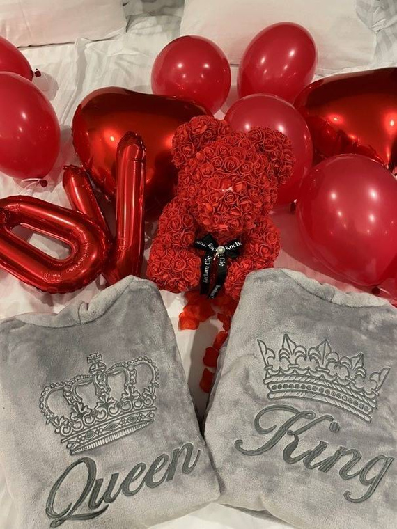 Queen&King + Korona zestaw szlafroków ByShelly - jasny szary/szary