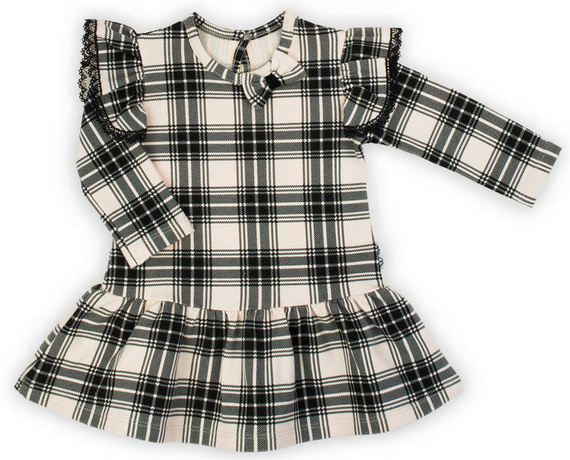 163668 Sukienka + opaska "Magia Świąt" Nicol - kratka: czarny, beżowy