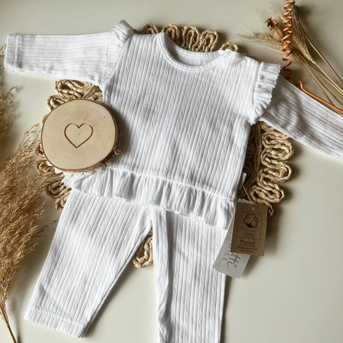 BLAG002 EkoBaby Bluzka bawełniana z długim rękawem Mamatti - biały