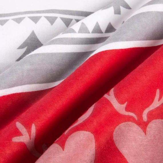 31516/1 Pościel flanelowa świąteczna Flanelove Darymex szara czerwona– komplet 100% bawełna, ciepła i miękka