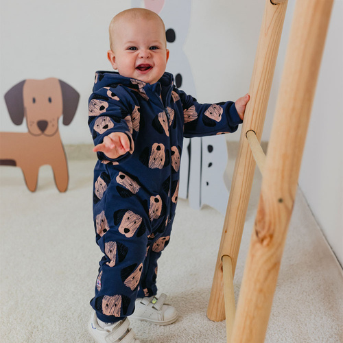 Puppy Playtime Pajac dresowy z kapturem Eevi - granatowy