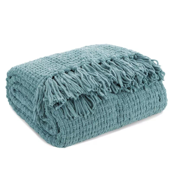 Suzi Koc narzuta tkana z frędzlami Eurofirany miętowy