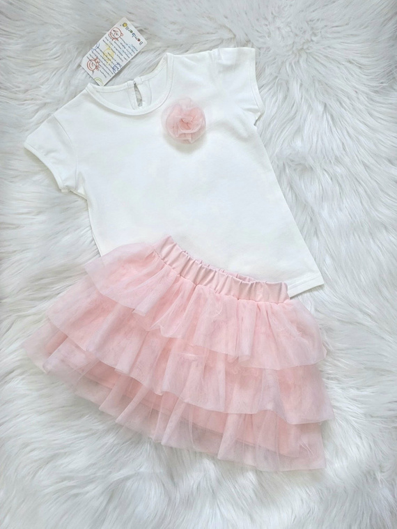 Spódniczka tiulowa Róża Bambarillo lekka elegancka dziewczęca na okazje różowa