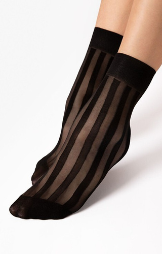 G 1194 Vibe Skarpetki damskie Fiore 20 den czarne – wzór w paski, eleganckie