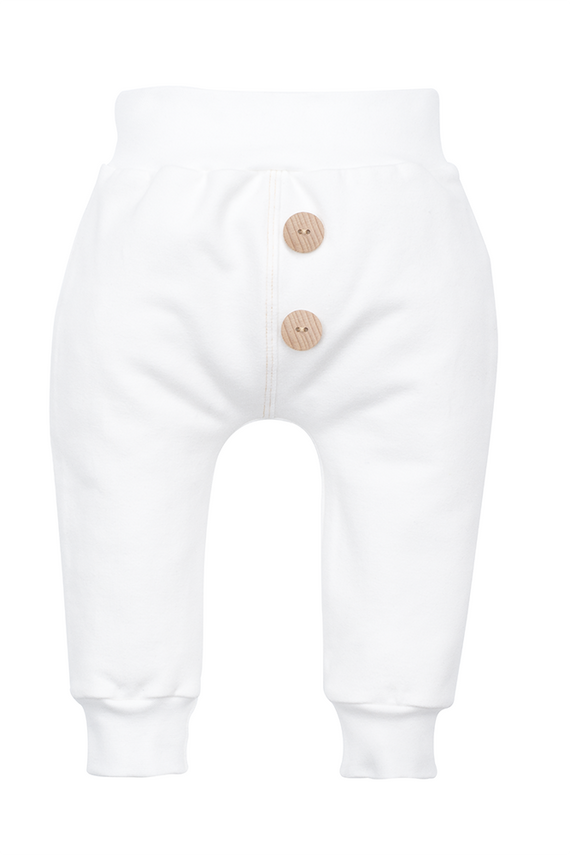 10218E "ROSES" Spodnie niemowlęce dresowe Makoma biały