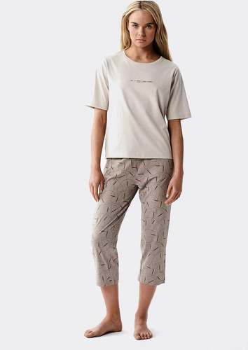 Piżama NLP-509 Atlantic 100% bawełna 3/4 kieszenie beżowa