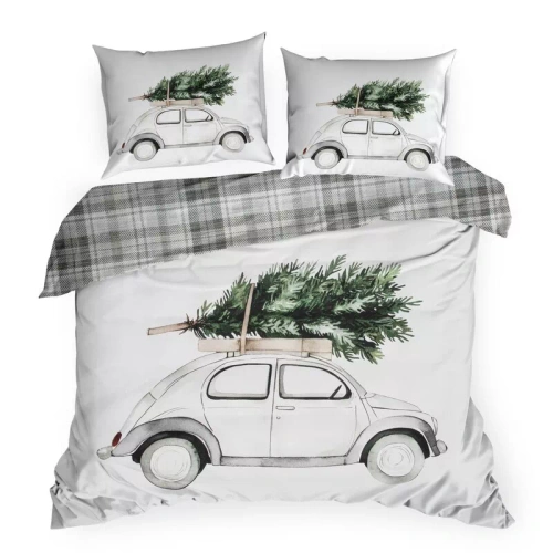 Pościel świąteczna Vintage Eurofirany auto choinka 100% bawełna 105 g/m²